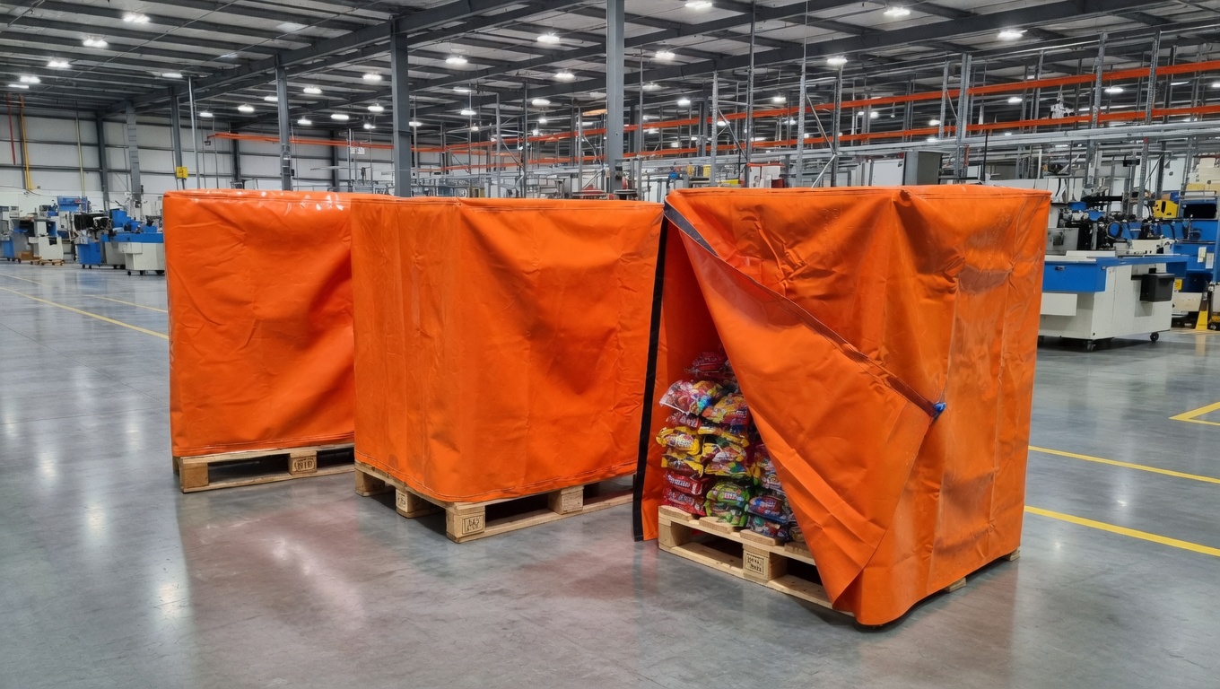 Pallet covers used at a sweet factory