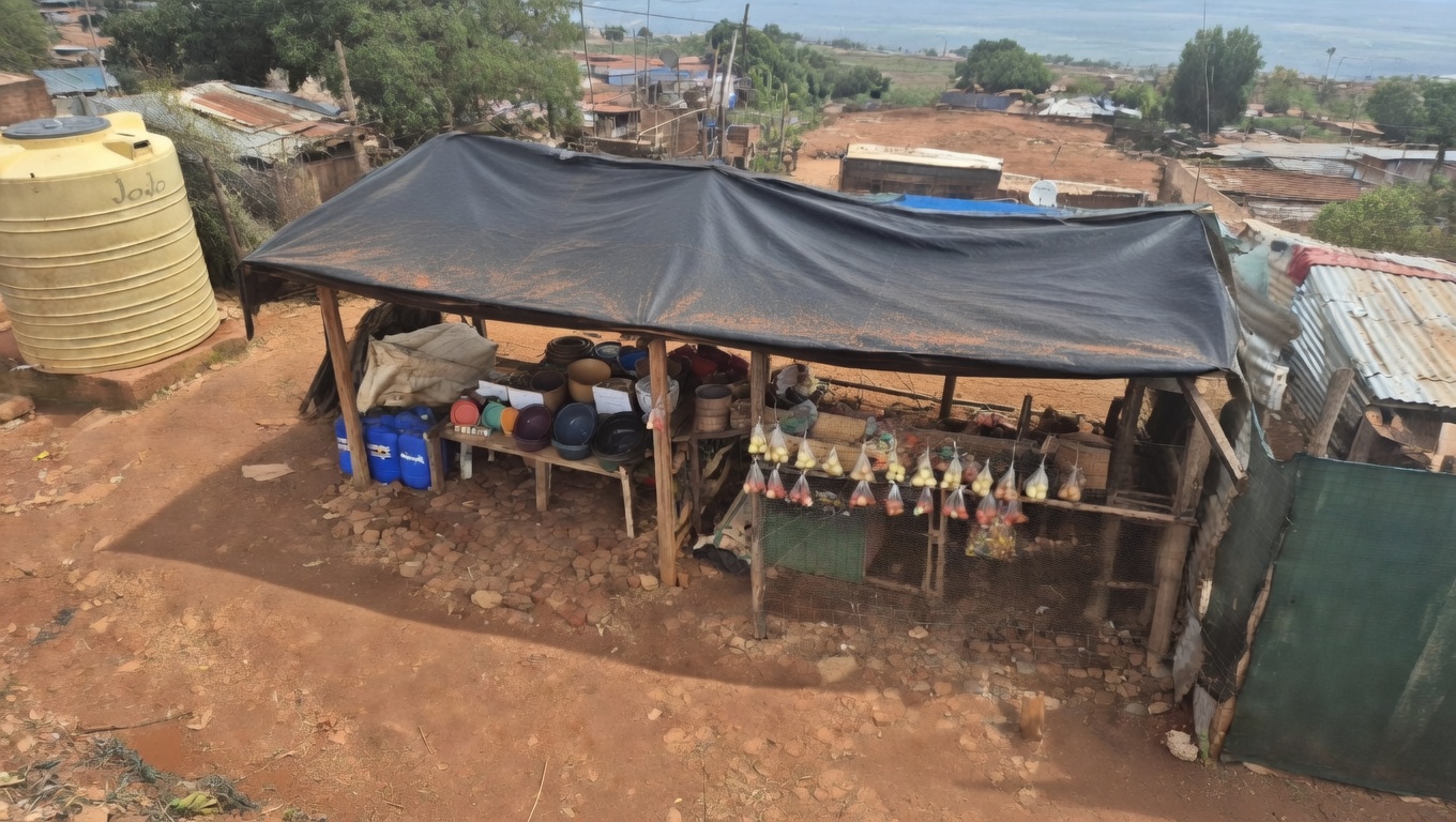 Street vendor with waterproofing tarp 78.3